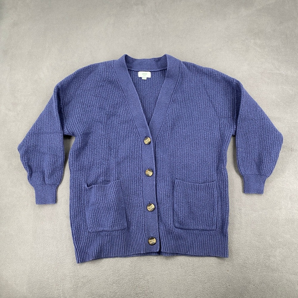 Aerie Blue Textured Knit Oversized Button Front Cardigan Sweater XS